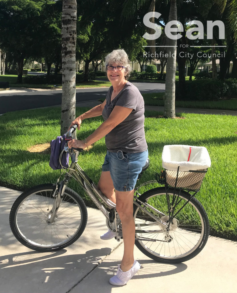 Patricia McNamara with her bicycle