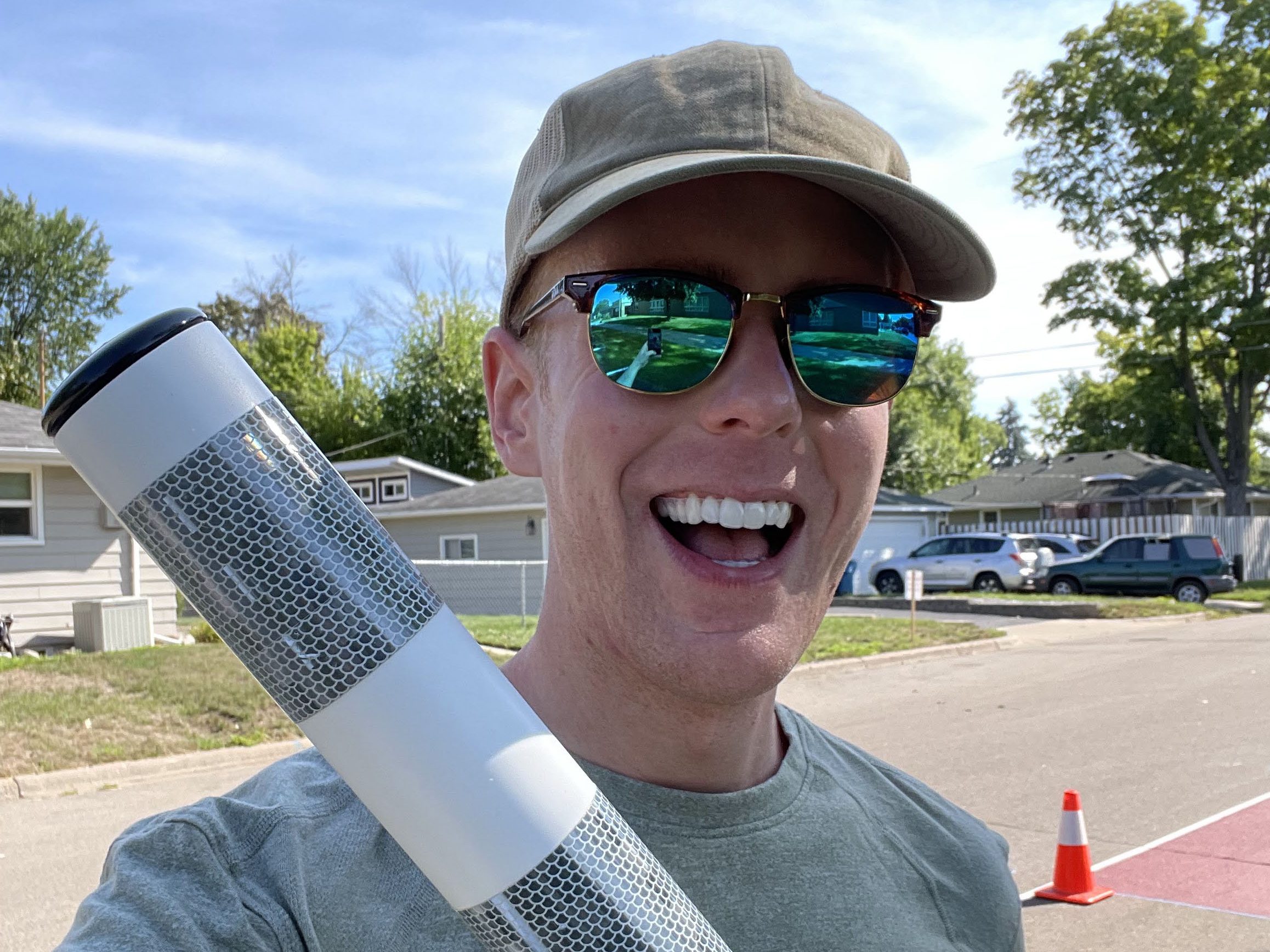 Having fun helping to install a temporary, on-street trail near Centennial Elementary.